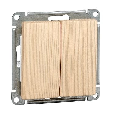 Переключатель W59 2-клавишный, 10АX, механизм Сосна Schneider Electric VS610-256-7-86