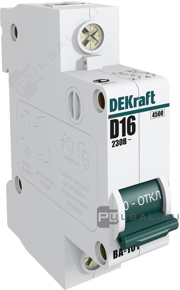 11102DEK Авт. выкл. 1Р 16А х-ка D ВА-101 4,5кА DEKraft Schneider Electric