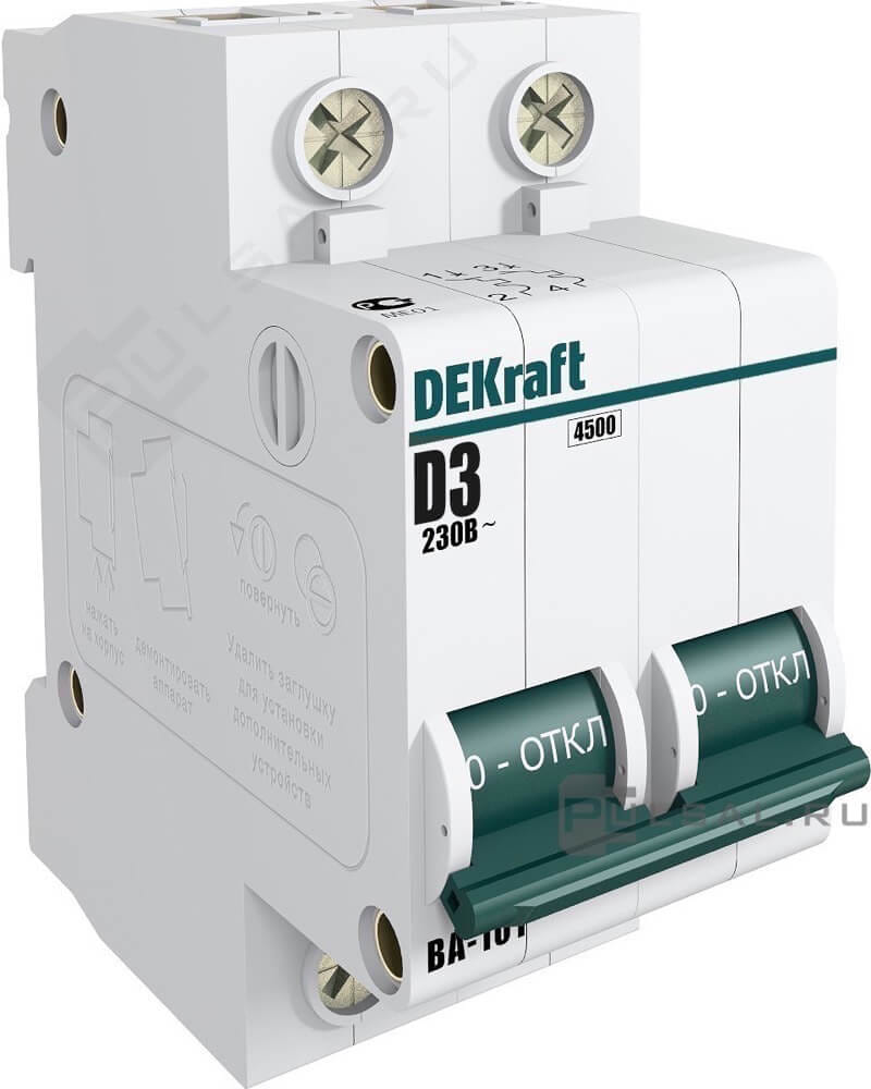11111DEK Авт. выкл. 2Р 3А х-ка D ВА-101 4,5кА DEKraft Schneider Electric