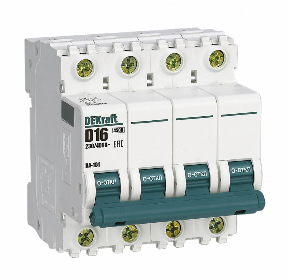 11138DEK Авт. выкл. 4Р 16А х-ка D ВА-101 4,5кА DEKraft Schneider Electric