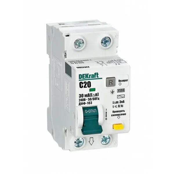 16053DEK АВДТ 1Р+N 20А 30мА тип AC х-ка C ДИФ-103 4.5кА Schneider Electric