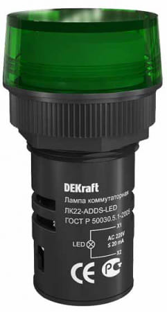 25002DEK DEKraft ЛK-22 Зеленая Лампа LED коммутаторная ADDS D=22мм 220В Schneider Electric