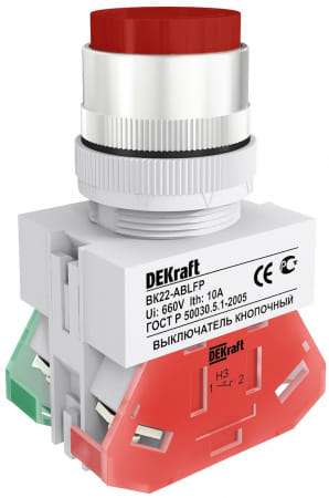 25020DEK DEKraft ВK-22 Красный Выключатель кнопочный ABLFP D=22мм 220В Schneider Electric