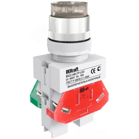 25068DEK DEKraft ВK-22 Белый Выключатель кнопочный ABLFP D=22мм LED 24В AC/DC Schneider Electric