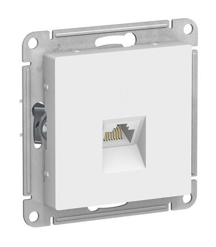 Розетка AtlasDesign компьютерная RJ45, кат. 6A, экран. (металлический разьем) механизм Белый Schneider Electric ATN000186