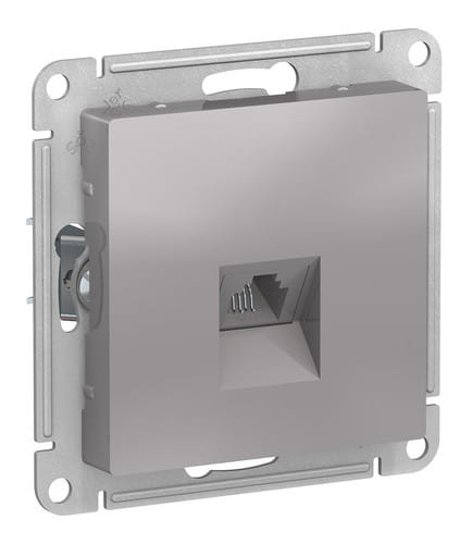 Розетка AtlasDesign телефонная RJ11, механизм Алюминий Schneider Electric ATN000381