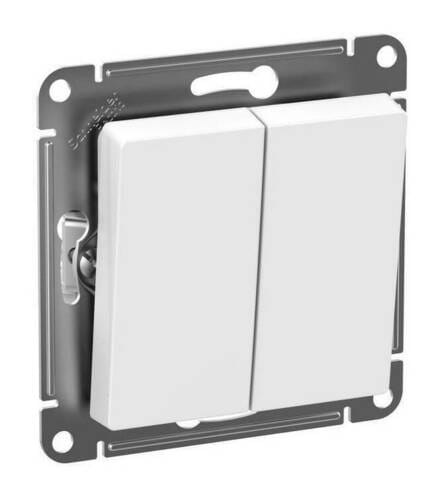 Переключатель AtlasDesign Aqua 2-клавишный, IP44, 10А, механизм Белый Schneider Electric ATN440151