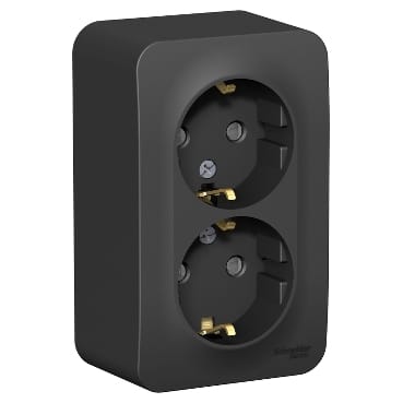 Розетка Blanca с заземлением, со штороками, 16А, Антрацит Schneider Electric BLNRA011206