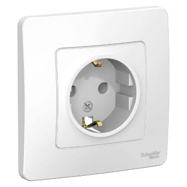 Розетка Blanca с заземлением, без шторок, 16А, в сборе Белый Schneider Electric BLNRS001011