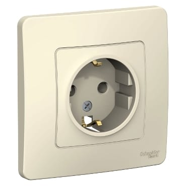 Розетка Blanca с заземлением, без шторок, 16А, в сборе Молочный Schneider Electric BLNRS001012