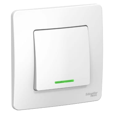 Выключатель Blanca с подсветкой 1-клавишный, 10А, в сборе Белый Schneider Electric BLNVS010111