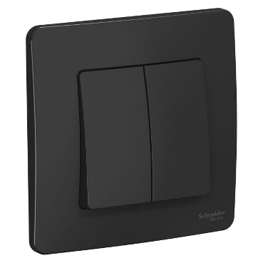 Выключатель Blanca 2-клавишный, 10А, в сборе Антрацит Schneider Electric BLNVS010506