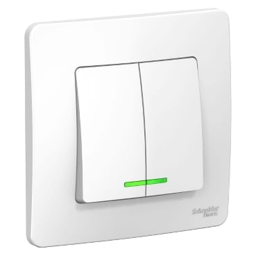 Выключатель Blanca с подсветкой 2-клавишный, 10А, в сборе Белый Schneider Electric BLNVS010511