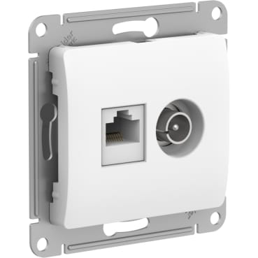 Розетка Glossa двойная TV+RJ45 механизм Белый Schneider Electric GSL000189