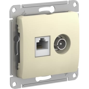 Розетка Glossa двойная TV+RJ45 механизм Бежевый Schneider Electric GSL000289