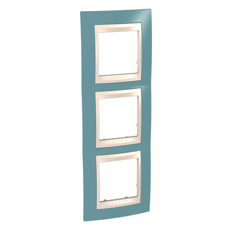 MGU6.006V.573 Рамка вертикальная 3 места, Хамелеон Синий/ Слоновая кость Schneider Electric