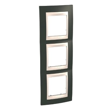 MGU6.006V.577 Рамка вертикальная 3 места, Хамелеон Серо-Зеленый/Слоновая кость Schneider Electric