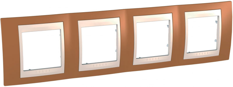 MGU6.008.569 РАМКА ГОРИЗОНТАЛЬНАЯ, 4 МЕСТА, ХАМЕЛЕОН ОРАНЖЕВЫЙ/ БЕЖЕВЫЙ Schneider Electric