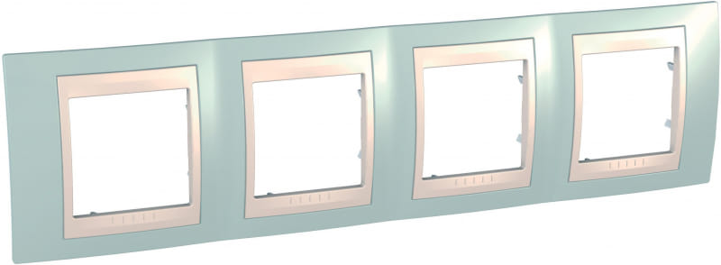 MGU6.008.570 РАМКА ГОРИЗОНТАЛЬНАЯ, 4 МЕСТА, ХАМЕЛЕОН МОРСКАЯ ВОЛНА/ БЕЖЕВЫЙ Schneider Electric