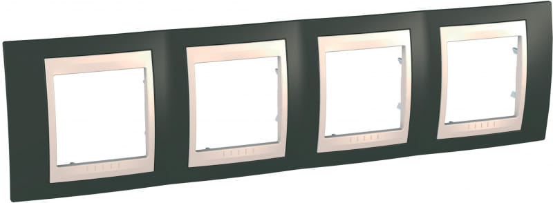 MGU6.008.571 РАМКА ГОРИЗОНТАЛЬНАЯ, 4 МЕСТА, ХАМЕЛЕОН КАКАО/ БЕЖЕВЫЙ Schneider Electric