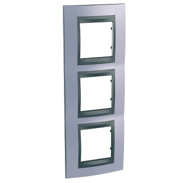 MGU66.006V.298 Рамка х3 вертикальная металл Берилл (СИНИЙ алюм.) Schneider Electric