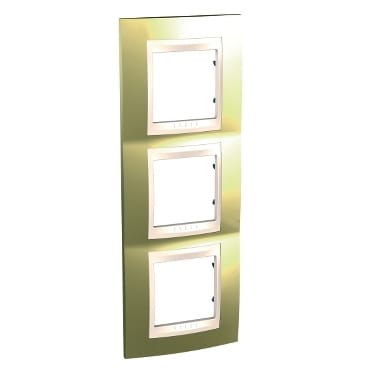MGU66.006V.504 Рамка х3 вертикальная металл Золото с слоновая кость Schneider Electric