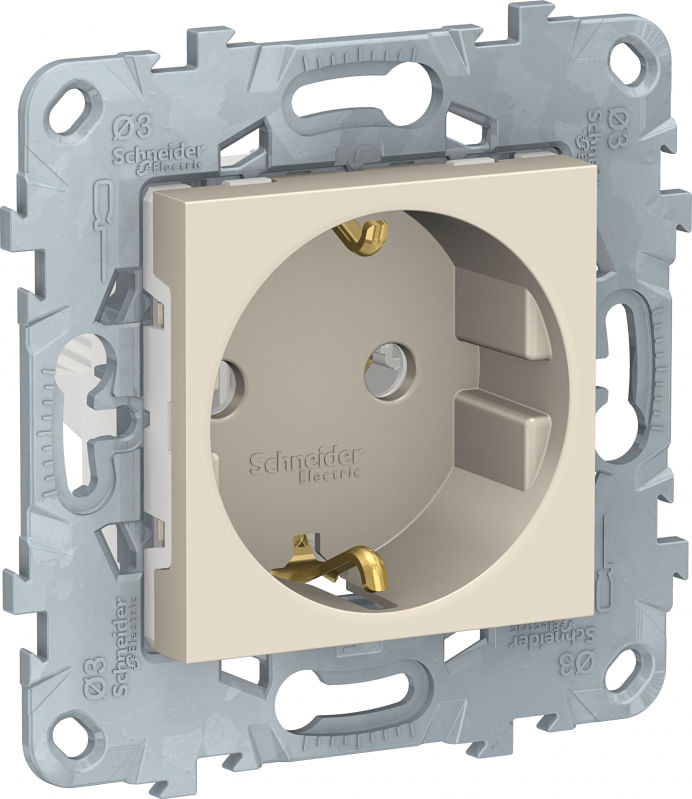 UNICA NEW РОЗЕТКА с заземлением, без шторок, винт. зажим, 16 А, 250 В, БЕЖЕВЫЙ Schneider Electric NU503644
