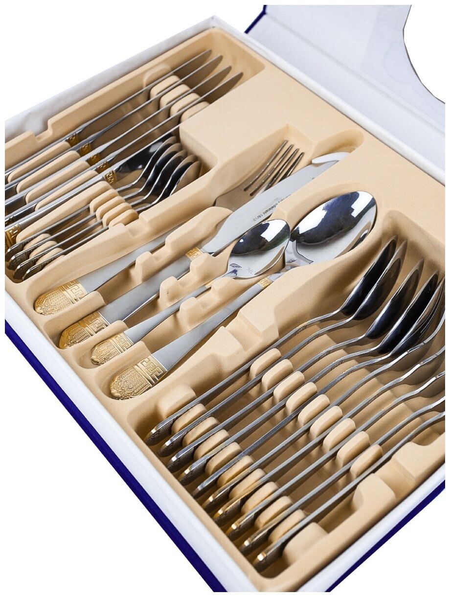 Столовый набор MC-2071 24пр синий бархат Mercury