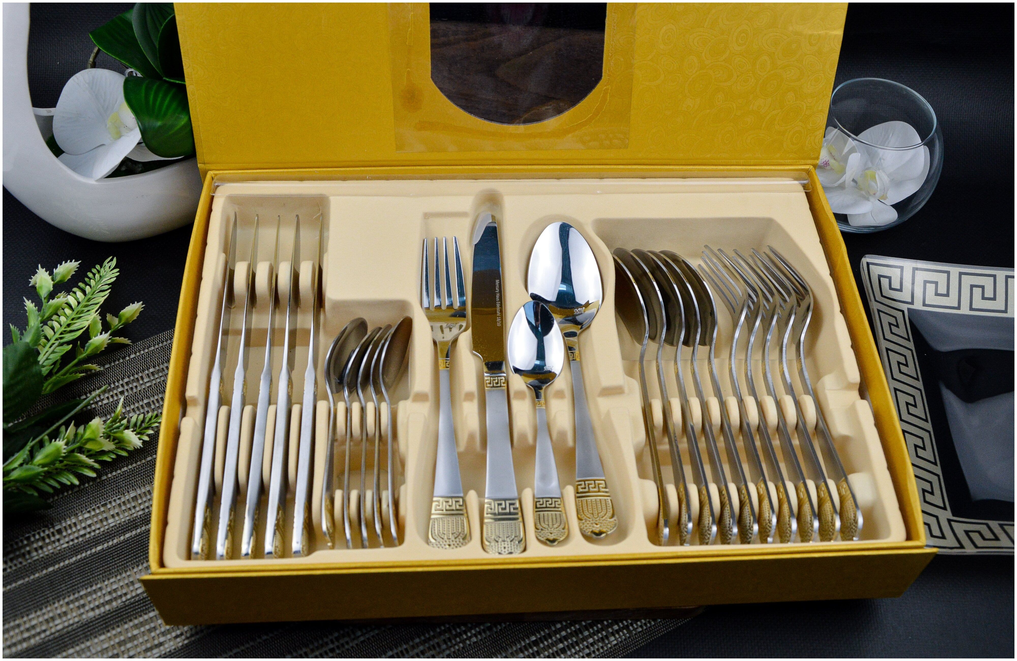 Столовый набор MC-2090 24пр золотой Mercury