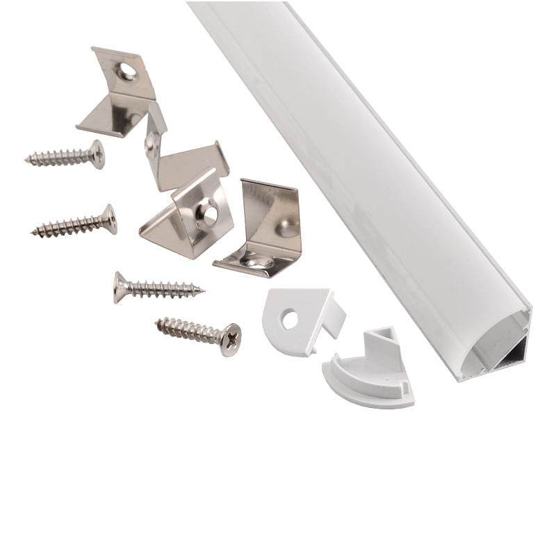 Профиль GAL-GLS-2000-16-16 угловой (2м профиль+2м рассеиватель+2 заглушки+4 скобы с шурупами) General 522700