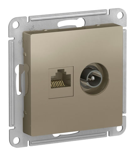 Розетка AtlasDesign двойная TV+RJ45 механизм Шампань Schneider Electric ATN000589