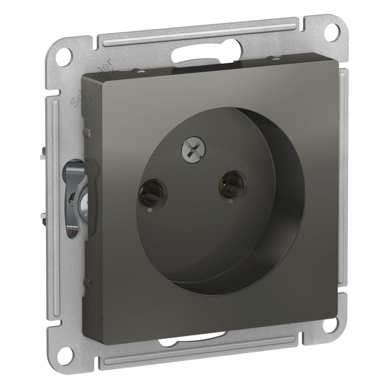 Розетка AtlasDesign без заземления, без шторок, 16А, механизм Сталь Schneider Electric ATN000941