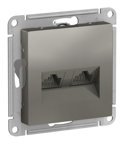 Розетка AtlasDesign двойная RJ45+RJ45, механизм Сталь Schneider Electric ATN000985