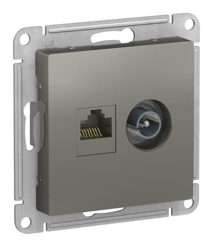 Розетка AtlasDesign двойная TV+RJ45 механизм Сталь Schneider Electric ATN000989