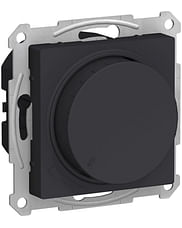 Светорегулятор AtlasDesign диммер поворотно-нажимной, LED, RC, 400 Вт, механизм Карбон Schneider Electric ATN001023
