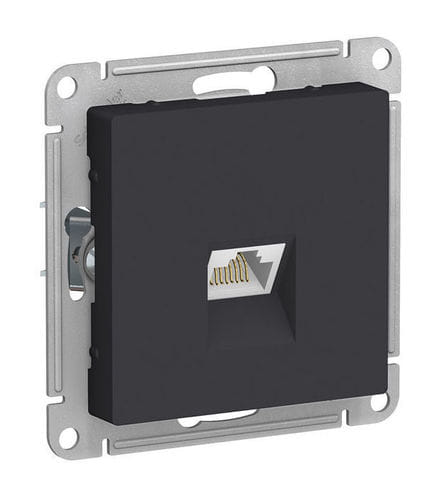 Розетка AtlasDesign компьютерная RJ45, кат. 6A, экран. (металлический разьем) механизм Карбон Schneider Electric ATN001086