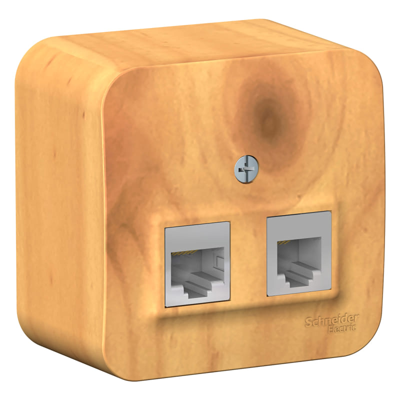 Розетка Blanca телеф.RJ11+комп.RJ45, Ясень Schneider Electric BLNIA045115