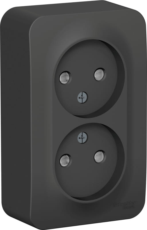 Розетка Blanca без заземления, со шторками, 16А, Антрацит Schneider Electric BLNRA001216