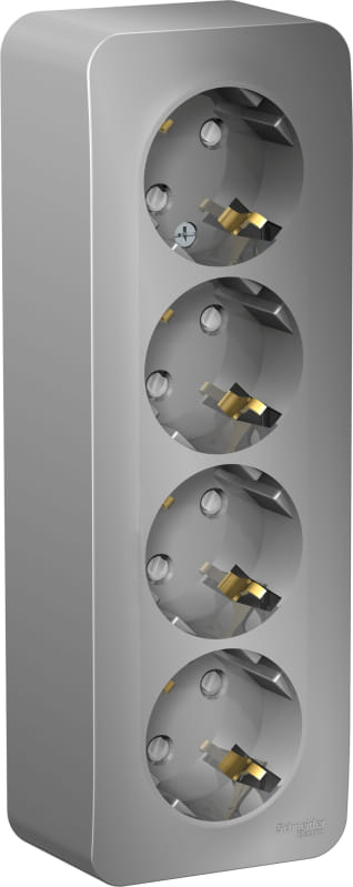 Розетка Blanca с заземлением, со штороками, 16А, Алюминий Schneider Electric BLNRA011413