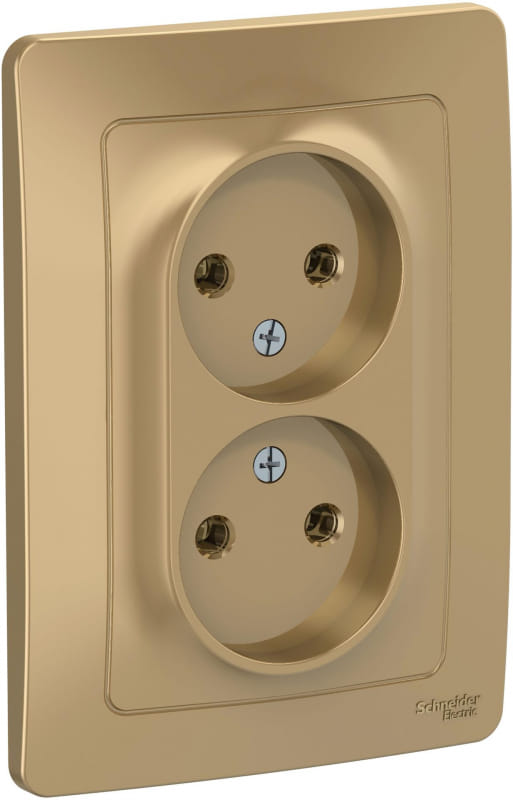 Розетка двойная Blanca без заземления, без шторок, 16А, в сборе Титан Schneider Electric BLNRS000024