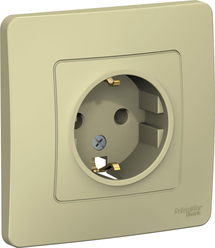 Розетка Blanca с заземлением, без шторок, 16А, в сборе Бежевый Schneider Electric BLNRS001017