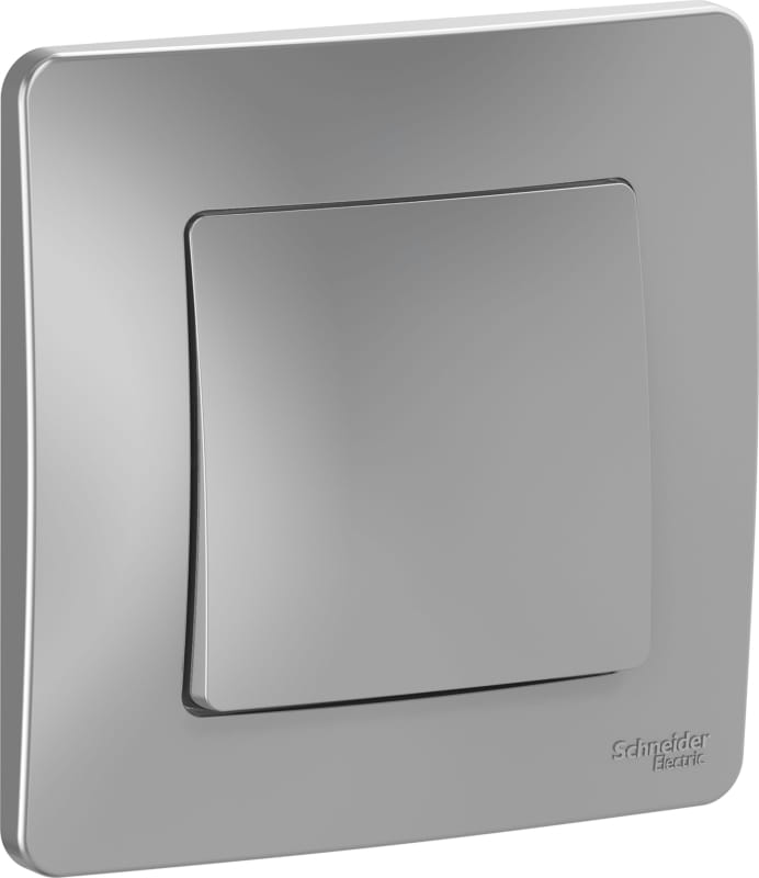 Выключатель Blanca 1-клавишный, 10А, в сборе Алюминий Schneider Electric BLNVS010103