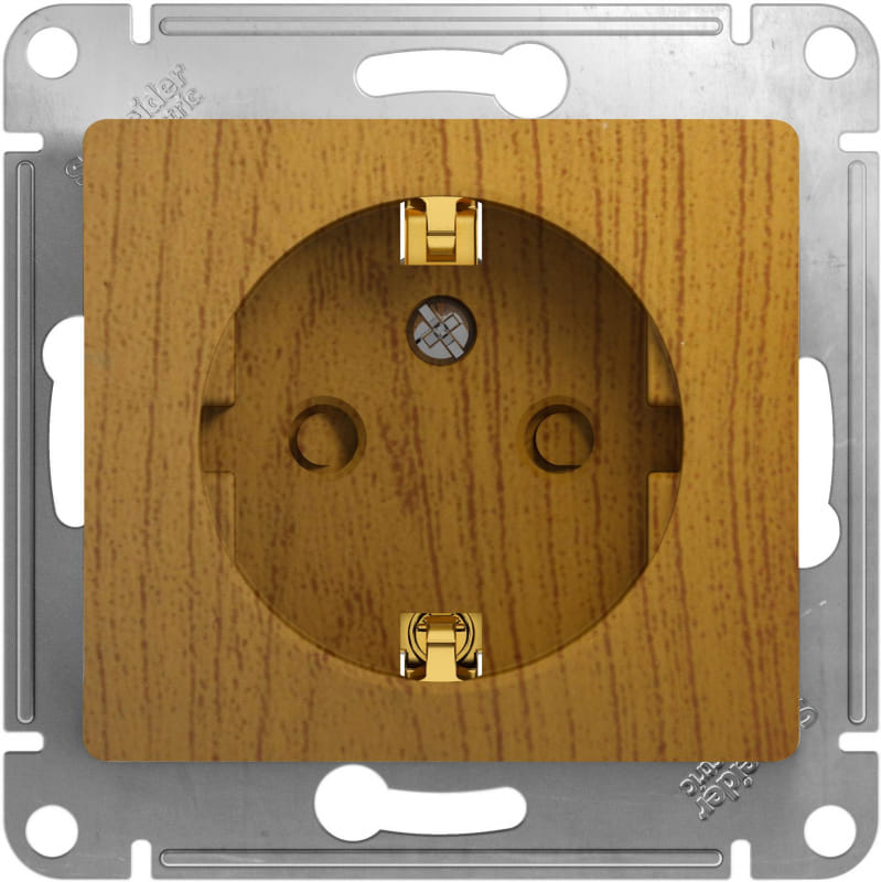 Розетка Glossa с заземлением, со шторками, механизм Дуб Schneider Electric GSL000545