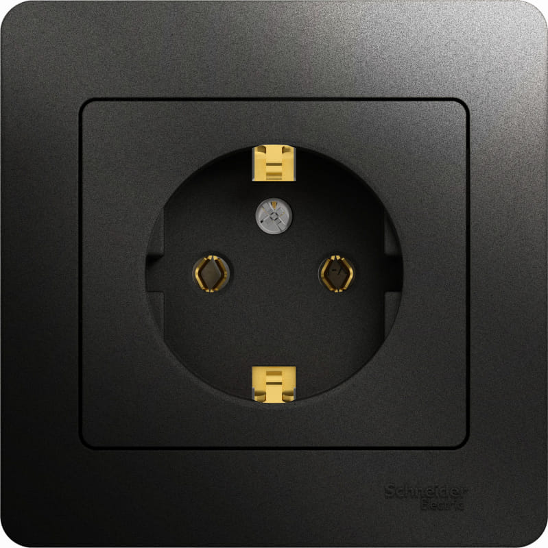 Розетка Glossa с заземлением, в сборе Антрацит Schneider Electric GSL000742