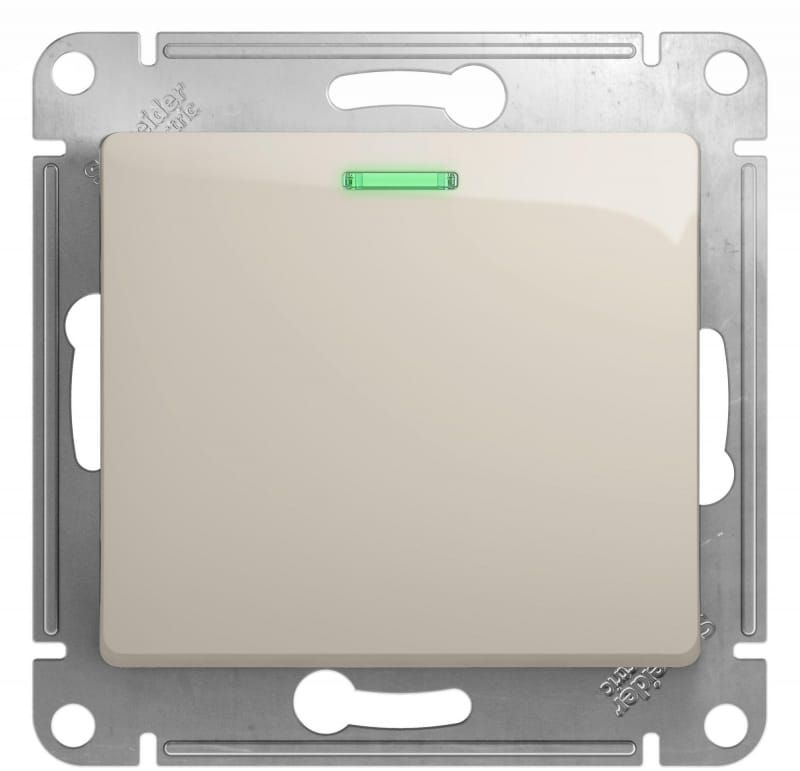 Выключатель Glossa с подсветкой 1-клавишный, 10А, механизм Молочный Schneider Electric GSL000913