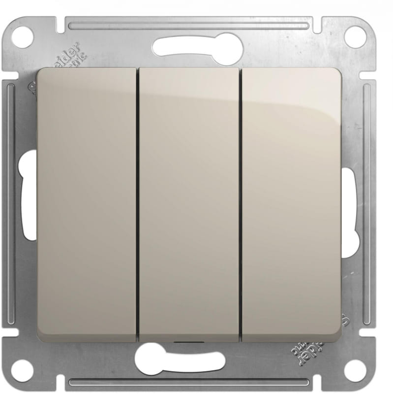 Выключатель Glossa 3-клавишный, 10А, механизм Молочный Schneider Electric GSL000931