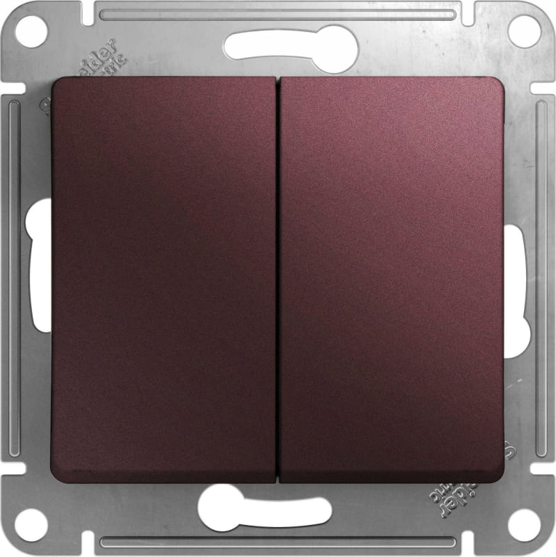 Выключатель Glossa 2-клавишный, 10А, механизм Баклажан Schneider Electric GSL001151