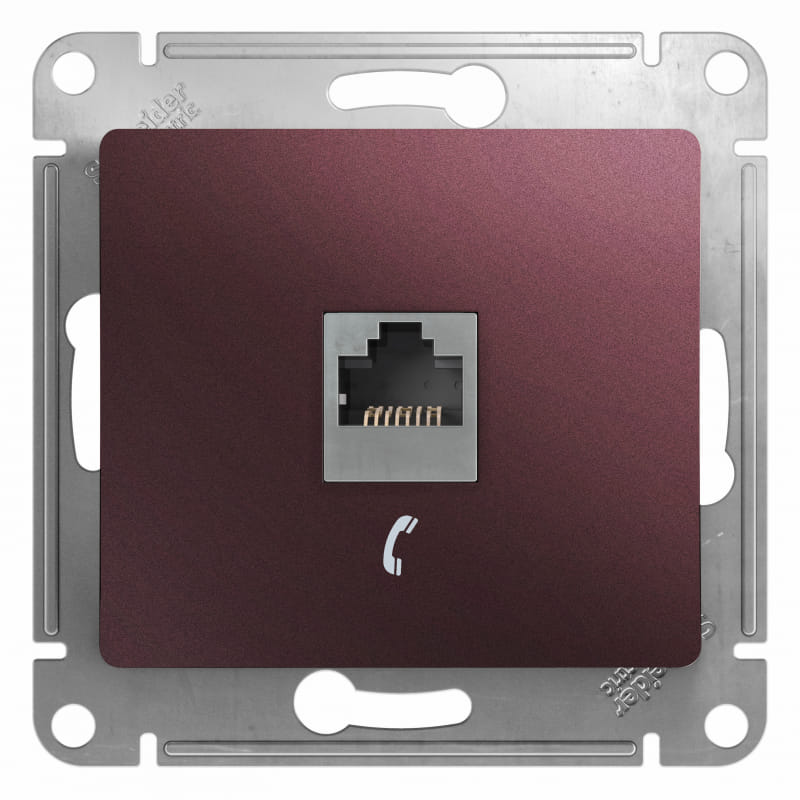 Розетка Glossa телефонная RJ11, механизм Баклажан Schneider Electric GSL001181T