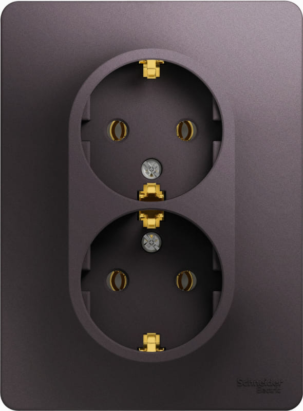 Розетка двойная Glossa с заземлением, в сборе Сиреневый туман Schneider Electric GSL001424