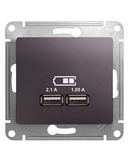 Розетка Glossa USB A+A, 5В, 2,1А, 1,05А, механизм Сиреневый туман Schneider Electric GSL001433